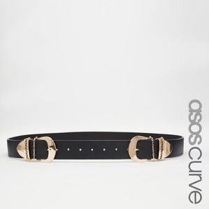 Asos curve double buckle western belt